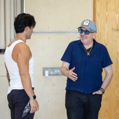 Elvis Costello and Ramin Karimloo in rehearsals